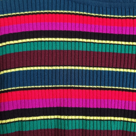 Milly Stripe Puff Sleeve Rib Knit Pullover Candycane Holiday Sweater Top - Picture 7 of 13